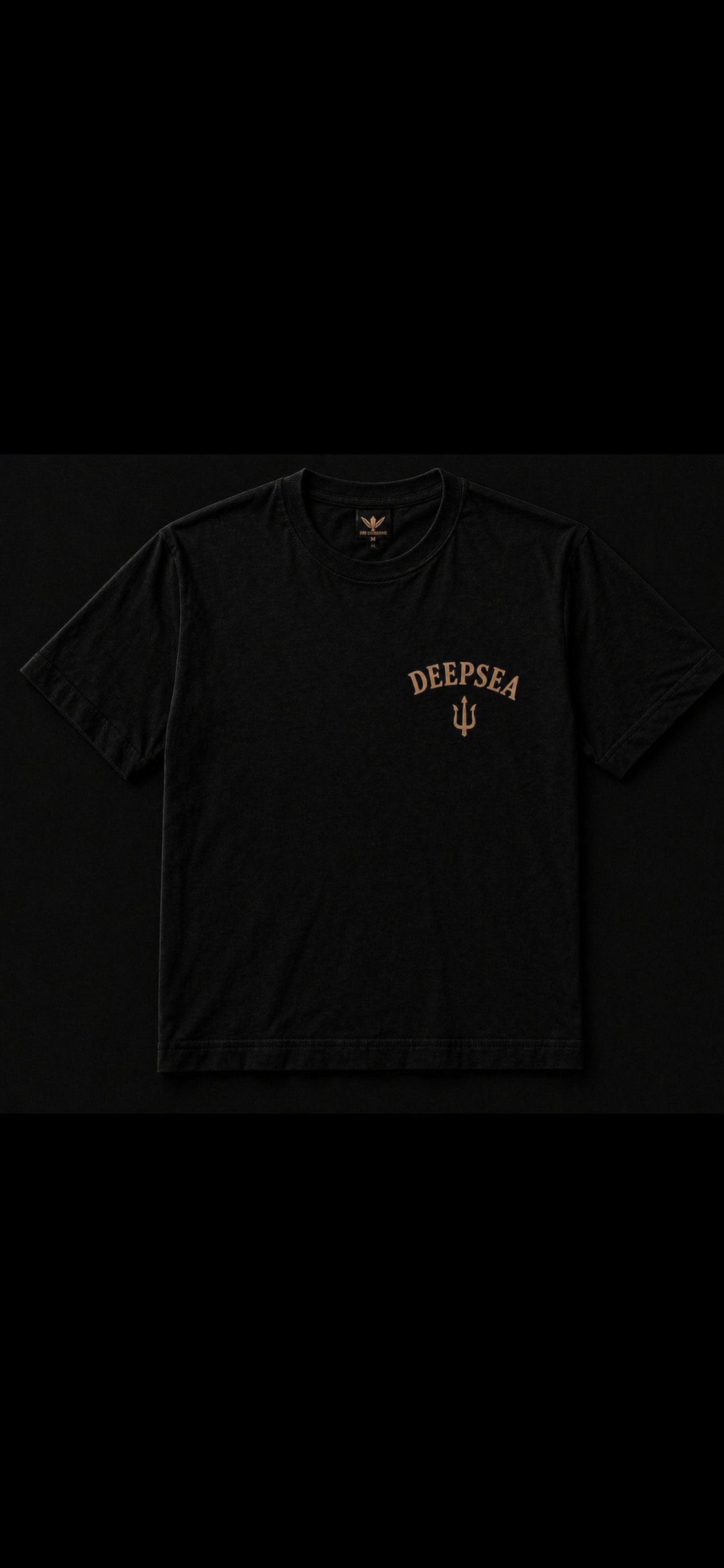 Premium black heavyweight tee crafted from 100% cotton (300 GSM) with a clean DeepSea chest logo and relaxed oversized fit for everyday wear.